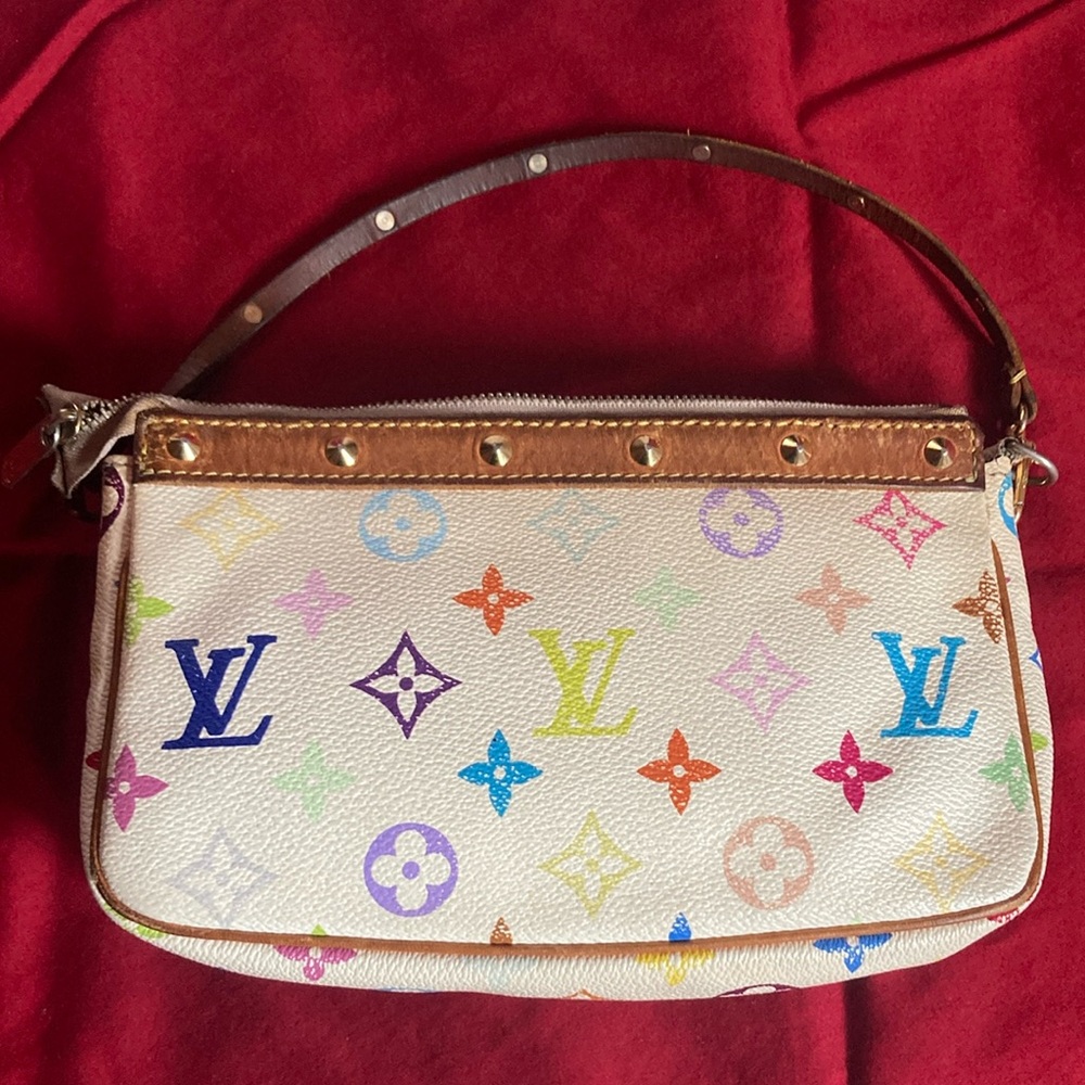 Louis Vuitton White Multicolor Monogram Wristlet